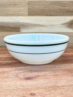 VTG Pyrex by Corning Tableware Double Tough Double Green Stripe Bowl #705 5.5"